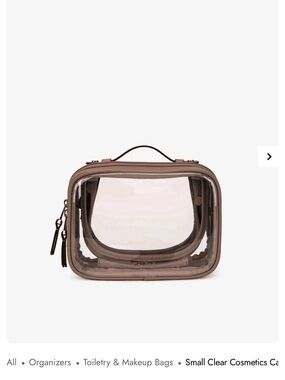 Calpak Clear Cosmetic Case with Taupe Trim